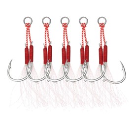 PATIKIL Double Fishing Assist Hooks Kit, 5 Pcs Glow Jigging Hook Slow Fast Fall Jigs Fishing Hooks for Vertical Jigging Lures, Green (20#, 73mmx20mm)