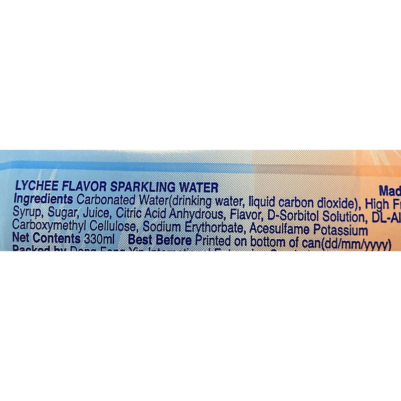 Sparkling Water,Lychee Flavor Sparkling Water, 11.1FL OZ, 330ml, Pack of
