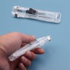 Transparent Black Push Stapler Paper Folder with 8 Reusable Clips,
