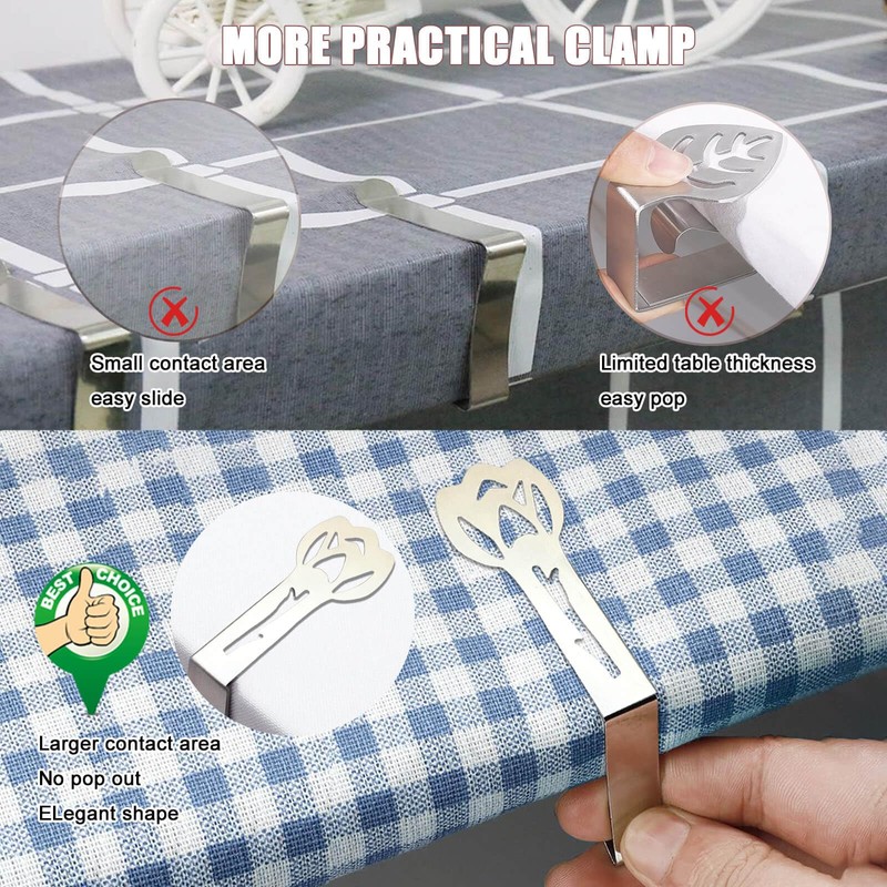 CUNGLIN Tablecloth Clips for Outdoor Tables, Tulip Shape Picnic Table