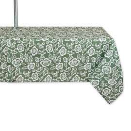 DII Indoor/Outdoor Tabletop Collection Floral Print, Water Resistant & Machine Washable, 60x120 w/Zipper, Artichoke Green