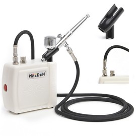 MEEDEN Mini Airbrush Kit with Compressor - Quite Air Compressor with 12 Colors x 30ml Acrylic Spray Paint Set for Model Painting