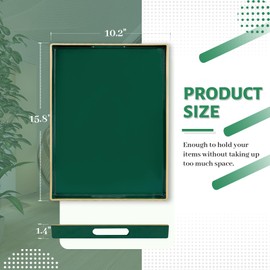 MAONAME Dark Green Decorative Tray, Serving Tray with Handles, Plastic Tray for Coffee Table, Rectangular Tray for Living Room, Bedroom, 15.8" X 10.2" X 1.4"