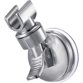 Fat-Cattie Adjustable Showerhead Holder, Bathroom Suction Cup Handheld Shower Head Bracket, Removable Wall Mounted Suction Bracket (Silver)