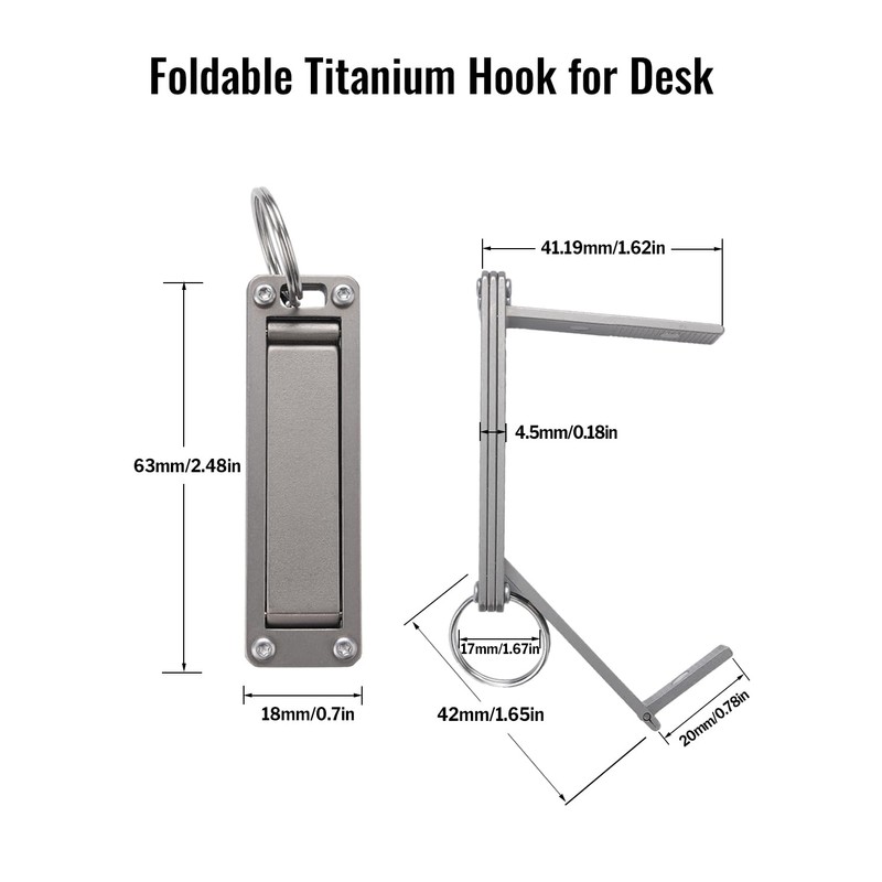 sayram ST5 Titanium Purse Hook for Table – Foldable Bag