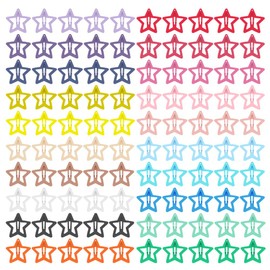 KUBOM Clips de Pelo de Estrella Antideslizantes para Niños Pequeños, Coloridos, Lindos, de Colores Mezclados, Pasadores de Metal para El Cabello, Accesorios para El Cabello para Mujeres y Niñas, 100 P