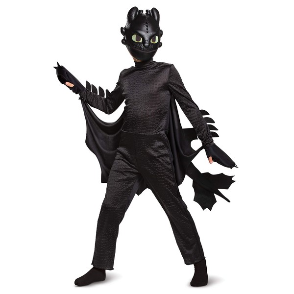 Disguise Toothless How to Train Your Dragon Hidden World Deluxe Boys' Costume Black, M (7-8)