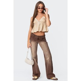 Alysse Low Rise Washed Jeans - Color: BROWN WASHED, Size: S