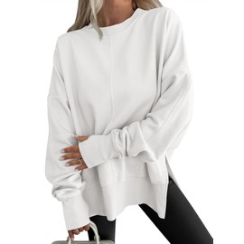 ANRABESS Women Oversized Sweatshirts Thumbhole Long Sleeve Hoodies Shirts 2025 Fall Side Slit Pullover Top Teen Y2k Outfits White X-Large