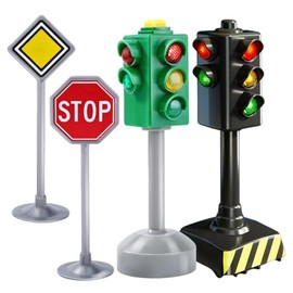 Traffic Signs for Kids - Small Traffic Light Signs with Lights and Sounds,Safety Traffic Indicator, Signal Light, Stop Light Model Birthday Playset Toy for Home School