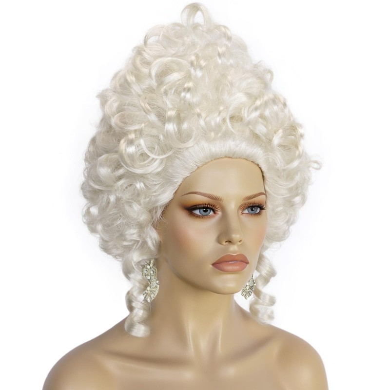 TIKJOYS Platinum Baroque Wig Renaissance Wig Curly Colonial Wigs