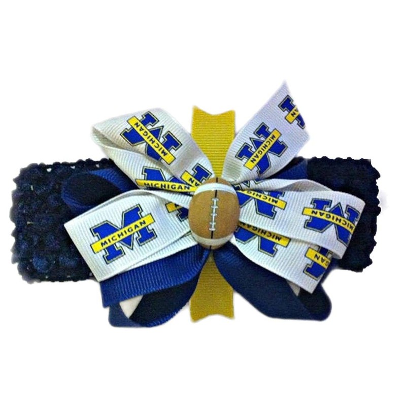 Michigan Baby Girl Boutique Bow Crocheted Headband