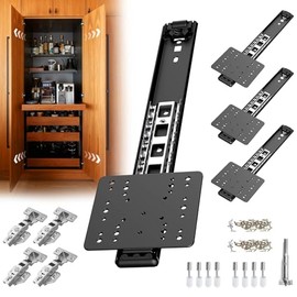 Pocket Door Slides 12in Heavy Duty Hardware Kit with Pivot Hinge for Cabinet Wardrobe Silent Retractable System for Inset Doors 4Pcs