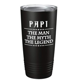 Papi The Man The Myth The Legend Engraved on Black 20 oz Stainless Steel Tumbler