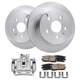 Detroit Axle - Rear Brake Kit for 2010-2017 Chevy Equinox GMC Terrain Disc Brake Rotors Ceramic Brakes Pads Right Brake Caliper 2011 2012 2013 2014 2015 2016 Replacement : 11.93" inch Rotor