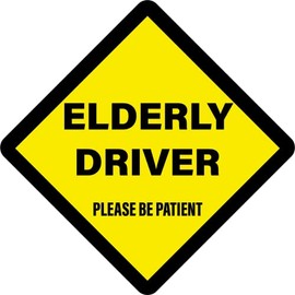 ELDERLY DRIVER WARNING SAFETY SIGN Sticker Vinyl Decal for car vehicle window