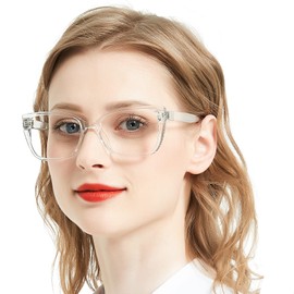 AEZUNI Designer Reading Glasses for Women Oversized Square Eyeglasses Large Ladies Readers with Bling Frames 1.0 1.25 1.5 1.75 2.0 2.25 2.5 2.75 3.0 3.5 4.0 5.0 6.0 (Clear,2.50)