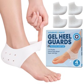 Dr. Frederick's Original Protectores de talón de gel, 4 unidades, copas de talón para alivio del dolor de talón, fascitis plantar, protectores de talón suaves, inserciones de gel, cojines para espolones óseos, espolones de talón, gota, Beige, 2 Count (Pack of 1)