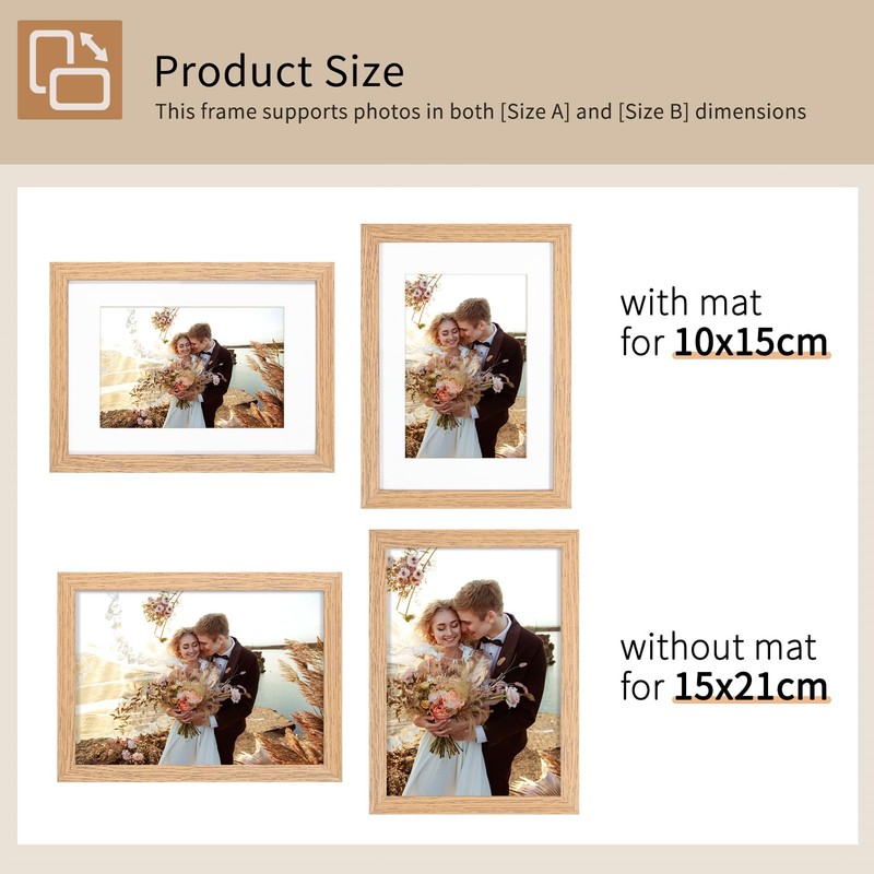 A5/15x21cm Picture Frame Set of 3, Display 10x15cm with Mat