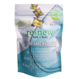 Renew Bath + Body Foaming Hand Soap Refills, 20 pods, Gardenia & Lemon Scent, eco-Friendly and Cruelty Free, Plant-Based Packaging - Plastic Free - Ocean Safe, Makes 80 Fl oz Total