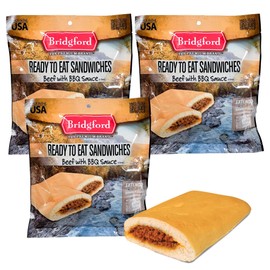 Bridgford BBQ Beef Shelf-Stable Sandwich - Survival Food Storage Meals - 3 Pack - Smoky Barbecue Flavored Camping Food for Backpacking Ideal for Camping and Hiking - Long Shelf Life Emergency Meal