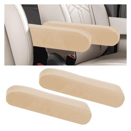 KITUREK 2PCS Car Front Seat Armrest Covers, Auto Seat Arm Rest Protector Replacement, Soft Elastic Fabric Armrest Covers, Vehicle Interior Decor Accessories (Beige)