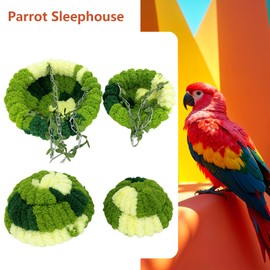 Green Plush Bird Hammock，Warm Nest，Parrot Bed Bird House，Long Tailed Parrots Breed Bird Cage Suitable for Birds, Sparrows, Hamsters, and Small Pets（32 * 17 * 2.5 Cm）
