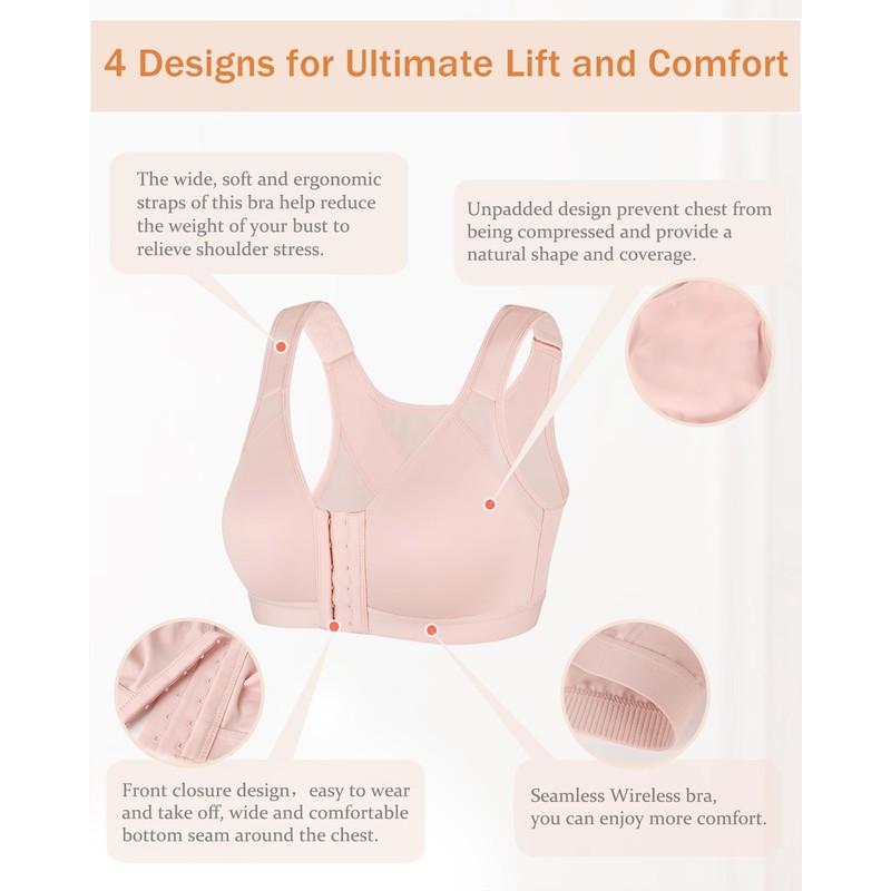 DotVol Comfort Front Closure Full Coverage Back Support Non Padded