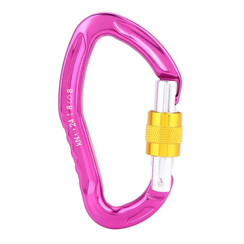 Aluminum Alloy 24KN Carabiner D Buckle Spring Clip Keychain Hook