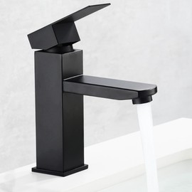 Levenson Matte Black Basin Tap with Single Lever Control Cold and Hot Water Mixer Includes Flexible Hoses Black Basin Tap Bathroom Black Basin Tap Black Basin Tap