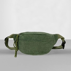 Fashionable Corduroy Shoulder Crossbody Bag for Women Stylish Waist Bag Convenient Fanny Pack Chest Bags for Casual Outings - Color: Green