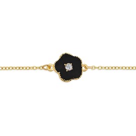 Fashion Black Enamel Flower Long Wrap Layer Gold Plated Crystal Accent Station Chain Wrap Layer Clover Necklace for Women 36 Inch
