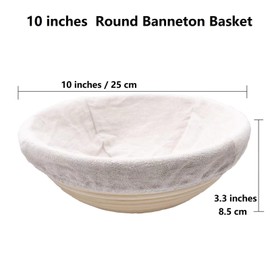Round Bread Banneton Proofing Basket Kit Bowl Set of 2 Sourdough Natural Rattan Proofing Baskets 10 Inch with Cloth Liner for Artisan & Home Bakers