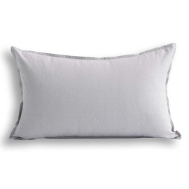 Jeanerlor Cotton Linen Square Decorative Throw Pillow Case Cushion Cover with Twin Needles Stitch on Edge, 12"x20"(30 x 50cm), Silver Grey