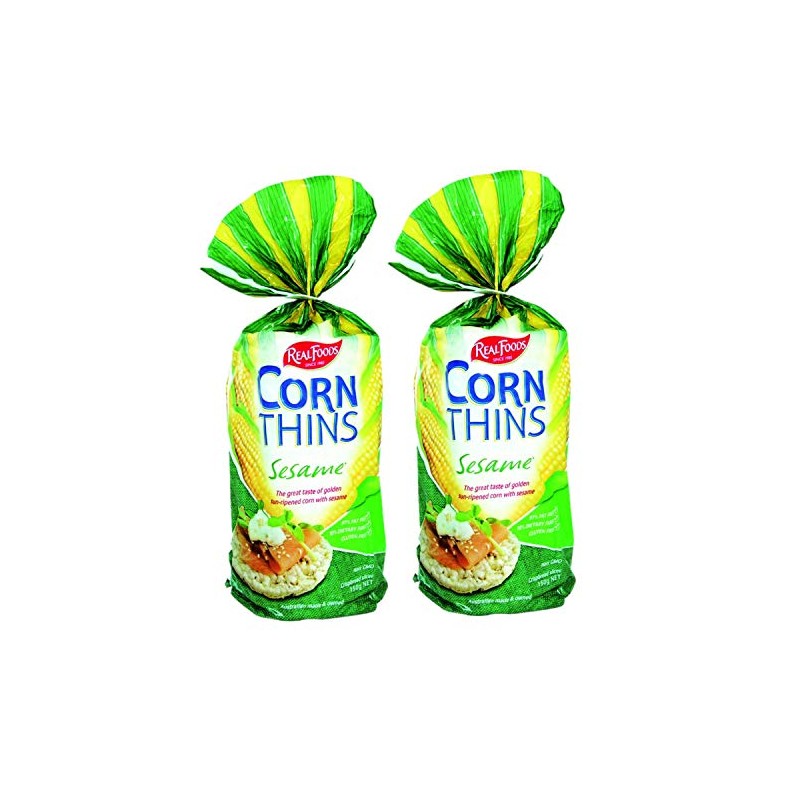 Real Foods Organic Sesame Corn Thins 5.3oz 2 Pack -