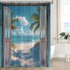Blue Beach Shower Curtain Ocean Coastal Barn Door Tropical Palm