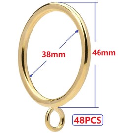 48 x Gold Metal Curtain Ring Inner Diameter 38mm Fits Curtain Rods Under 32mm