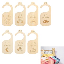 Baby Size Divider, 7 Baby Size Dividers, Wood, Clothes Sizes Separator Baby, Baby Wardrobe Organiser Size Divider, Baby Clothes Wardrobe Divider, Baby Clothing for Clothing Classification