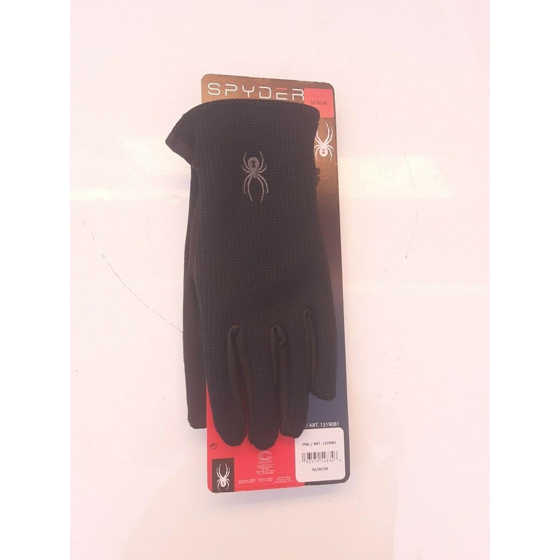 Spyder Leather Palm Black Gloves (Medium)