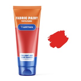 7 Artists Fabric Paints, Fabric Paints, Red Acrylic Paint, Water-based Bottle, 60 ml, Machine Washable After Fixation, High Opaque for Dark Fabrics, Opaque White
