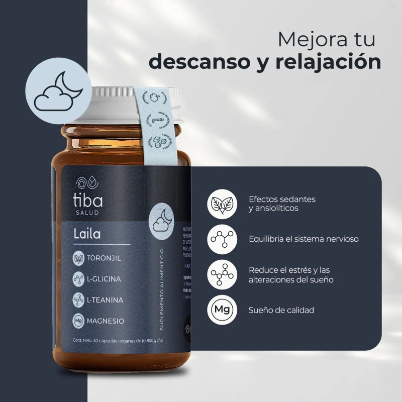 Laila Tiba Mejora Tu Sueño Y Descanso. Suplemento En Cápsula