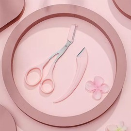 W Store Manual Eyebrow Grooming Set Eyebrow Scissors Eyebrow Comb Eyebrow Razor Pink