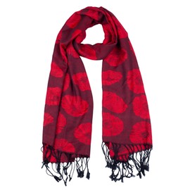 QCYFJZFU Soft Poppy Scarf Cashmere Blend, Warm Cosy Womens Shawls and Wraps Poppy Print Tassel Shawl Scarf for Remembrance Day