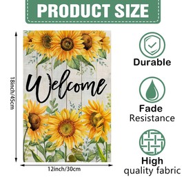 DMERBYL Summer Garden Flag Welcome Sunflower Yard 12x18 Inch Small Double Sided Outside Decoration Party Farmhouse Decor