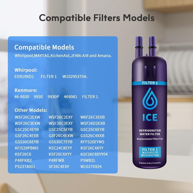 3 Pack W10295370a Refrigerator Water Filter Compatible with Whirlpool Water