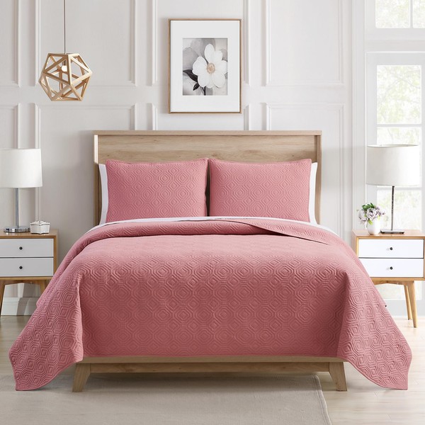 BOURINA Quilt Set Bedspread Coverlet Set Pre-Washed Microfiber Ultra Soft