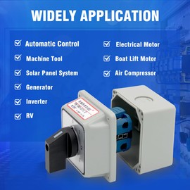 KEYMOO 20A Rotary Changeover Switch with Box, 660V 4 Position 2 Poles 8 Terminals, Blue Universal Selector Switch with Fork Terminals, IP65 (4 Positions 2 Poles - Blue)