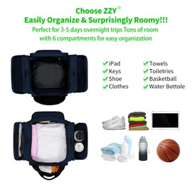 Sport Holdall Duffle Bag Gym Duffle Bag with Shoulder Strap Overnight Weekender Bag for Men and Women (Navy Blue, 40L)