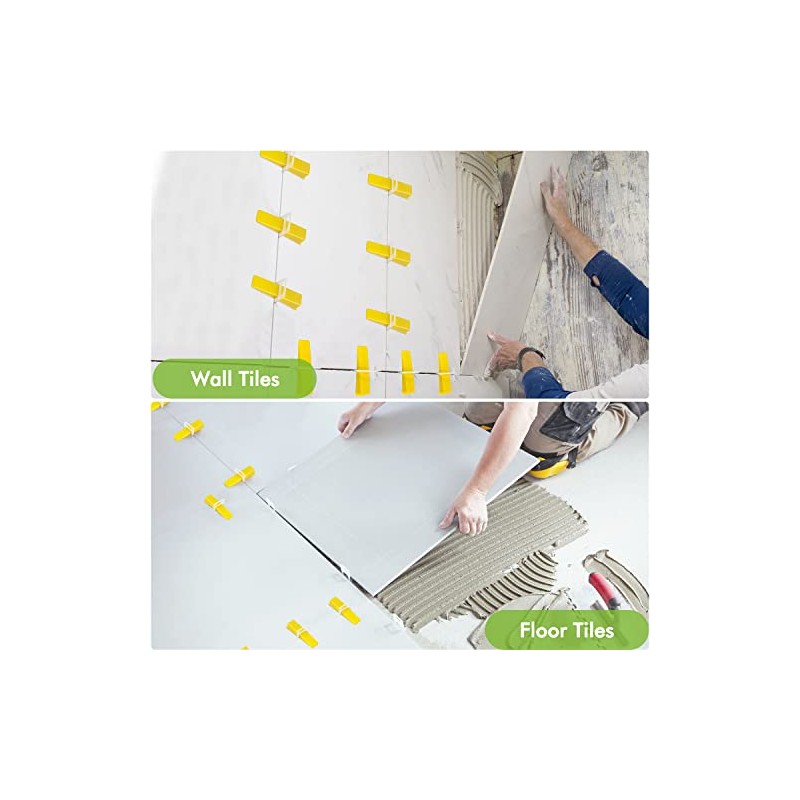 Tile Leveling System 1/8”Kit, 600pcs Tile Leveler Spacers Clips+200pcs Reusable