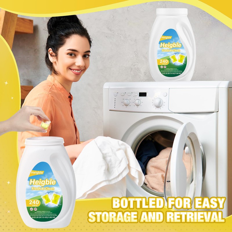 Heigble 240 Count Laundry Detergent Pods Bulk Laundry Detergent Soap